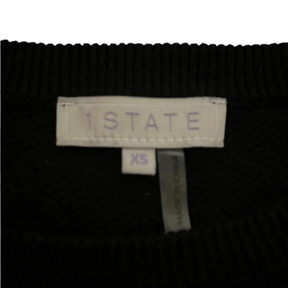 1‎ State Women’s Dainty Bow Tie Sleeve Knit Sweater, Black Size XS - Picture 6 of 8